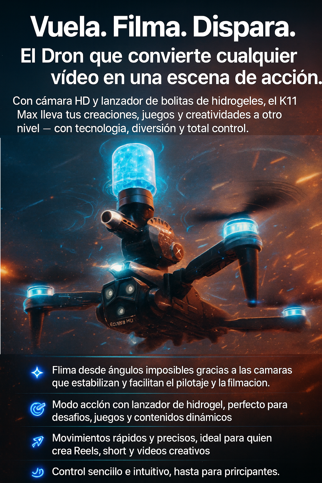Drone K11 Max Lanzador Bolas Hidrogel